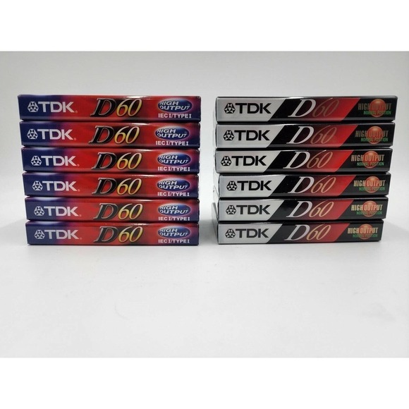 TDK D60 High Output Type 1 Slimline Eco & Regular Cassette Tapes Lot 12 New - Picture 1 of 9